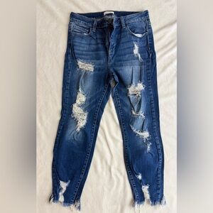 Cello Distressed Dark Blue Boyfriend Jeans